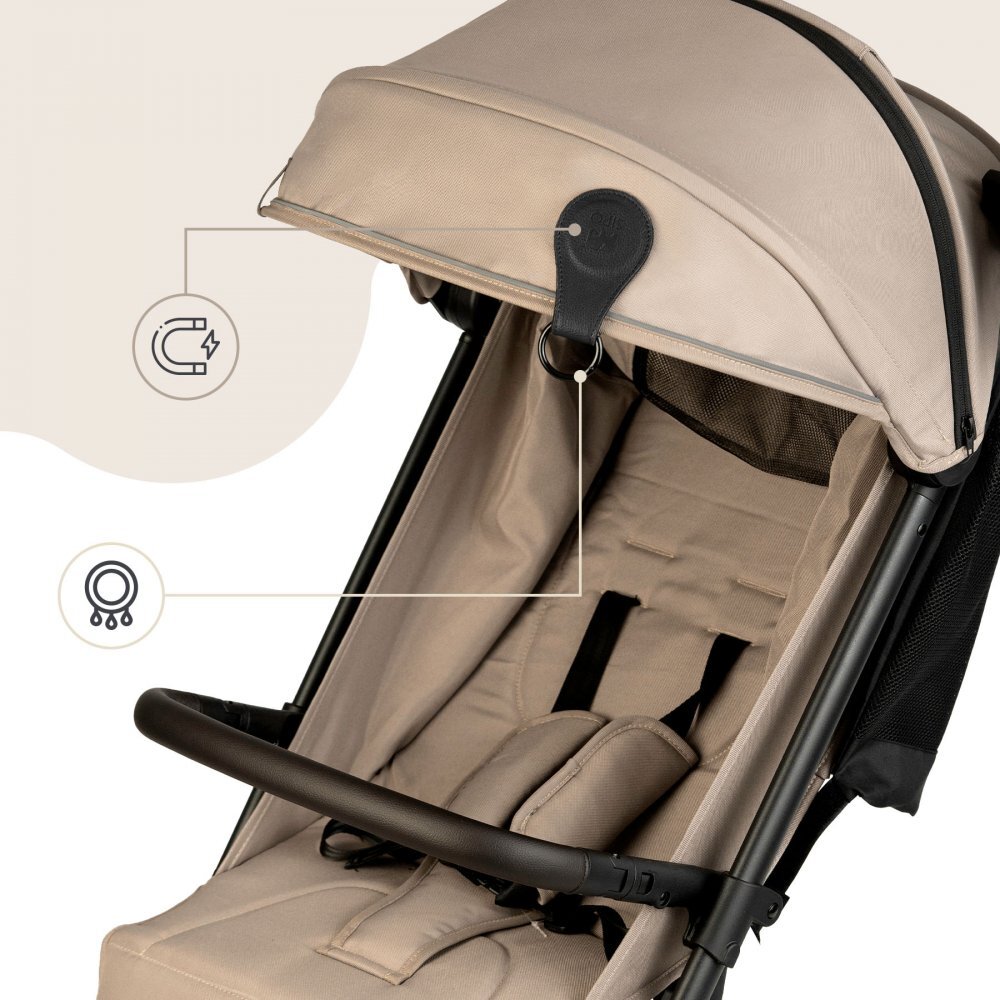 Sipo Set 2 clipsuri magnetice din piele ecologica neagra pentru carucior