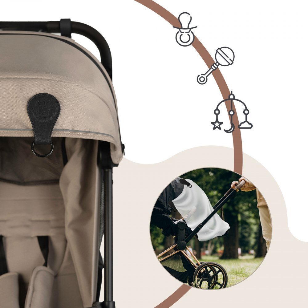 Sipo Set 2 clipsuri magnetice din piele ecologica neagra pentru carucior