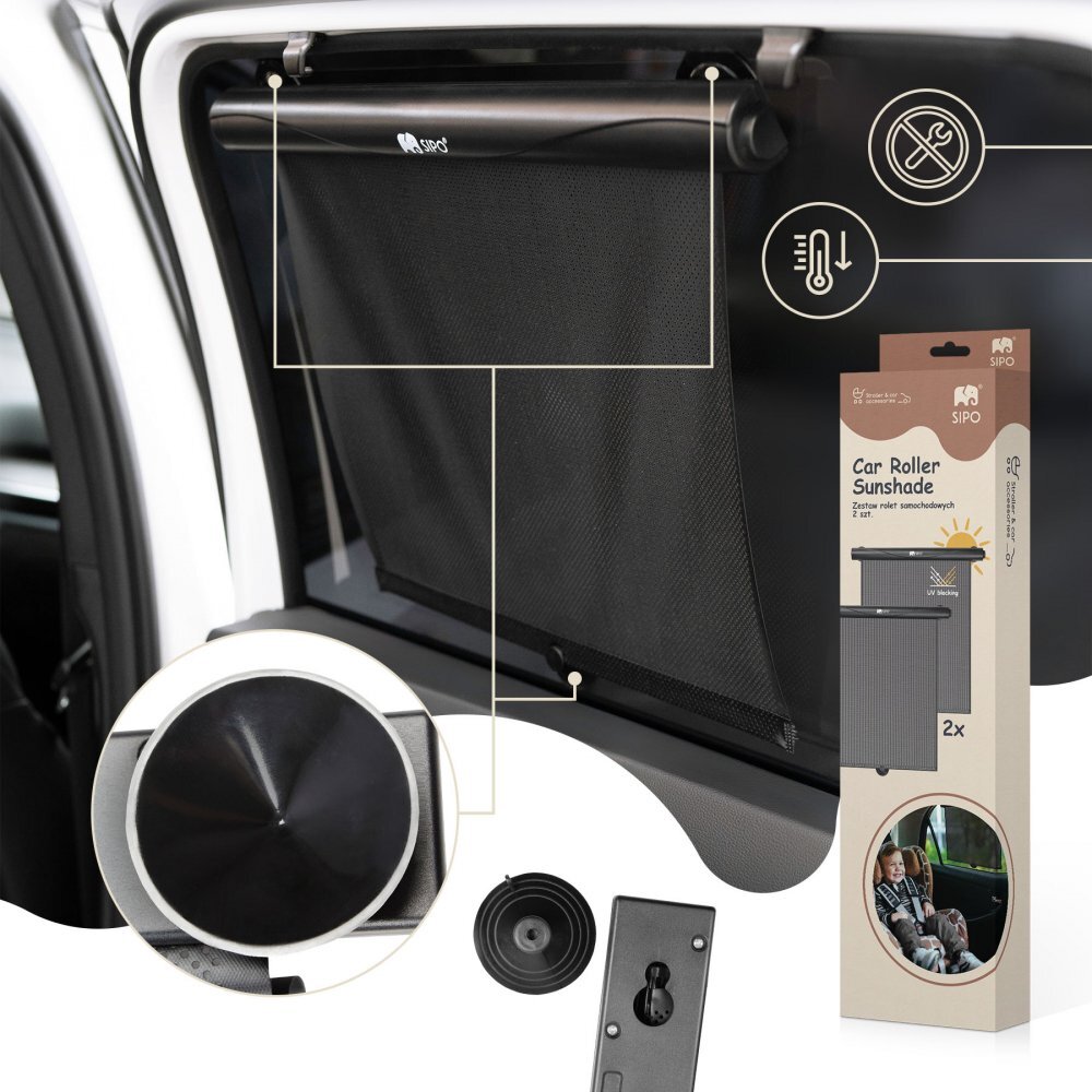 Sipo Set 2 parasolare tip rulou pentru geam auto Negru
