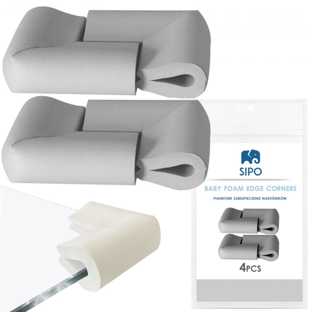 Sipo Set 4 aparatori moi Baby Safety pentru suprafetele de sticla ale mobilierului gri