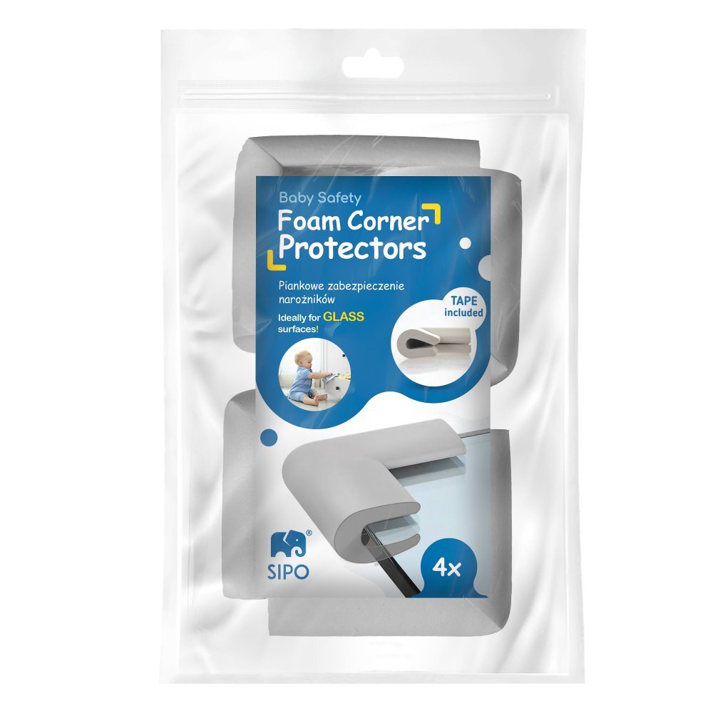 Sipo Set 4 aparatori moi Baby Safety pentru suprafetele de sticla ale mobilierului gri
