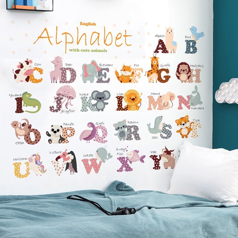 Sipo Sticker decorativ pentru copii autoadeziv Alfabetul Animalelor 65 x 100 cm