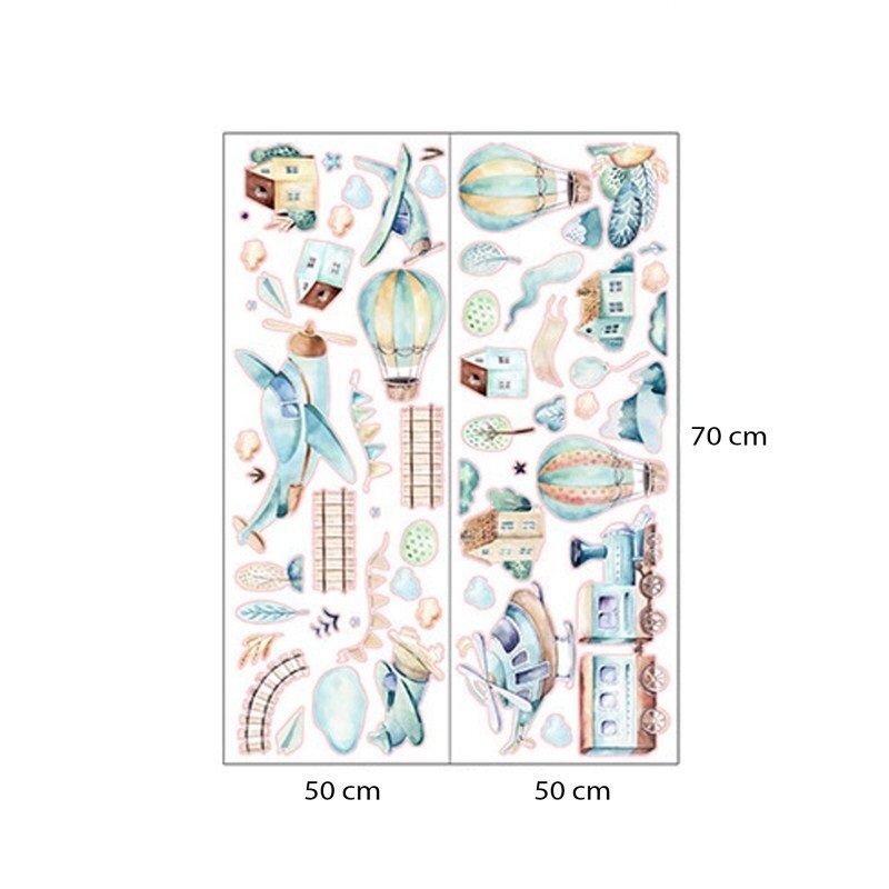 Sipo Sticker decorativ pentru copii autoadeziv Avioane si baloane 90x90 cm