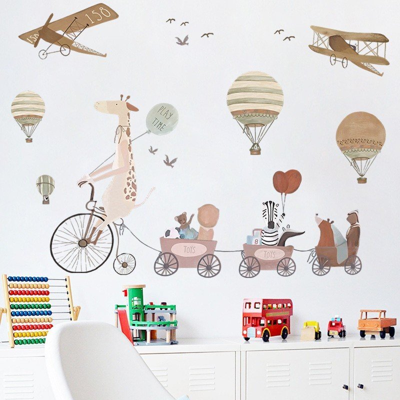Sipo Sticker decorativ pentru copii autoadeziv Girafa si prietenii 72x111 cm