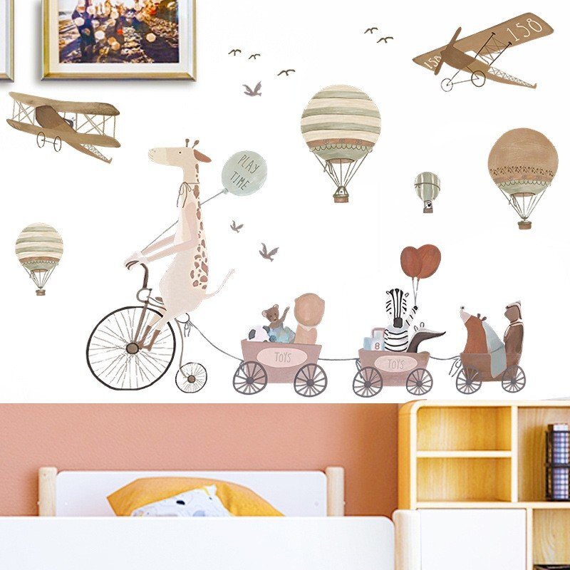 Sipo Sticker decorativ pentru copii autoadeziv Girafa si prietenii 72x111 cm