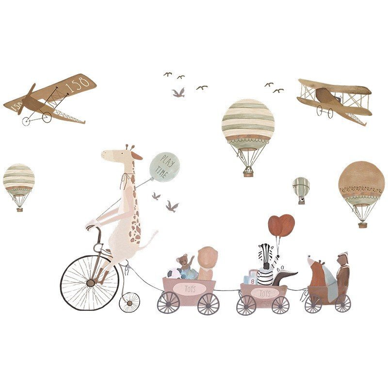 Sipo Sticker decorativ pentru copii autoadeziv Girafa si prietenii 72x111 cm