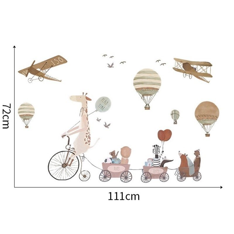 Sipo Sticker decorativ pentru copii autoadeziv Girafa si prietenii 72x111 cm