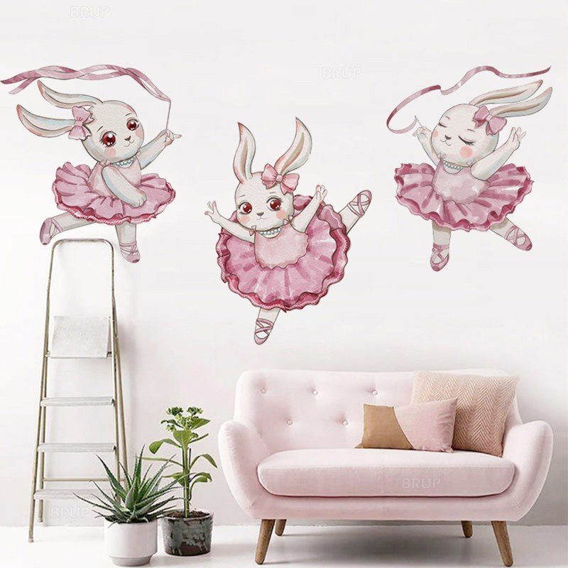 Sipo Sticker decorativ pentru copii autoadeziv Iepurasul balerina 61x50 cm