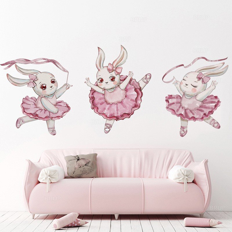 Sipo Sticker decorativ pentru copii autoadeziv Iepurasul balerina 61x50 cm