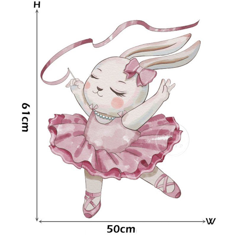 Sipo Sticker decorativ pentru copii autoadeziv Iepurasul balerina 61x50 cm