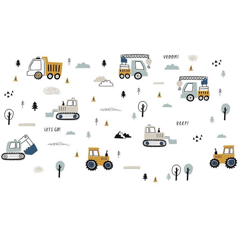 Sipo Sticker decorativ pentru copii autoadeziv Tractoare si Excavatoare 50x90 cm
