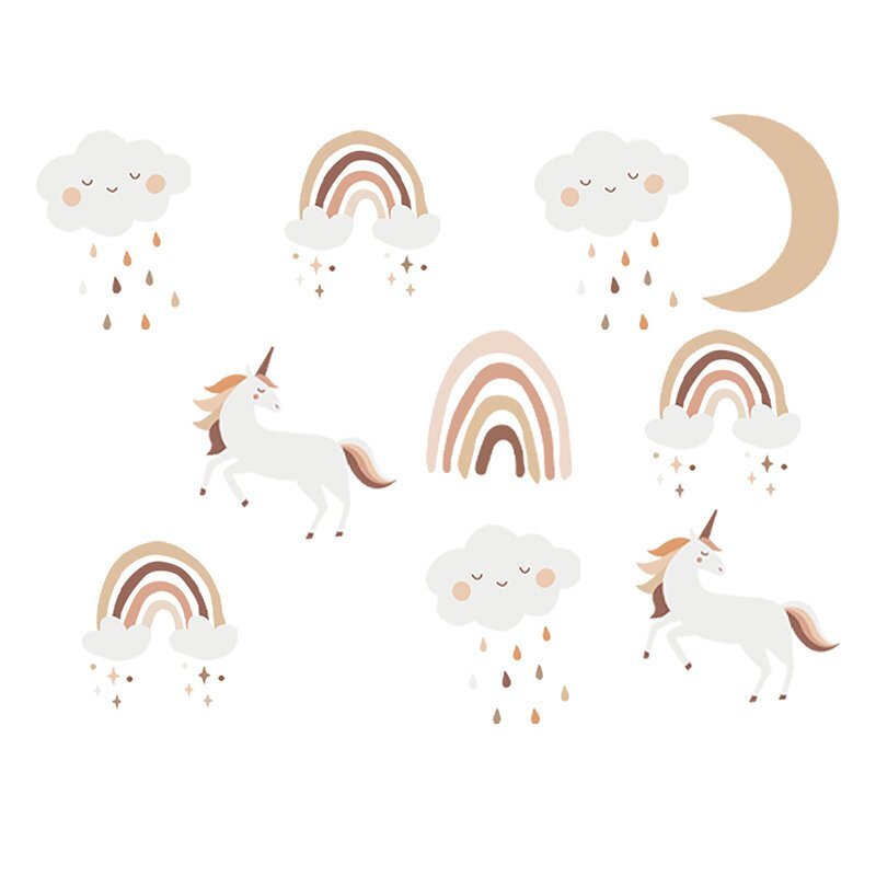 Sipo Sticker decorativ pentru copii autoadeziv Unicorni si Curcubeu 54x86 cm