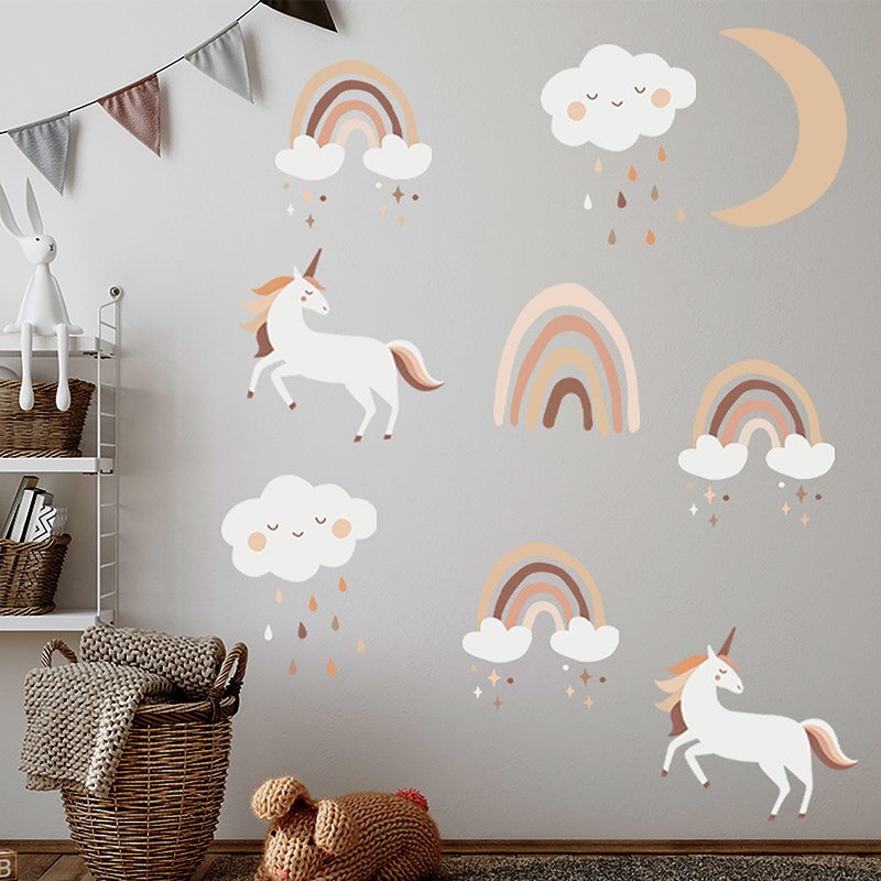 Sipo Sticker decorativ pentru copii autoadeziv Unicorni si Curcubeu 54x86 cm