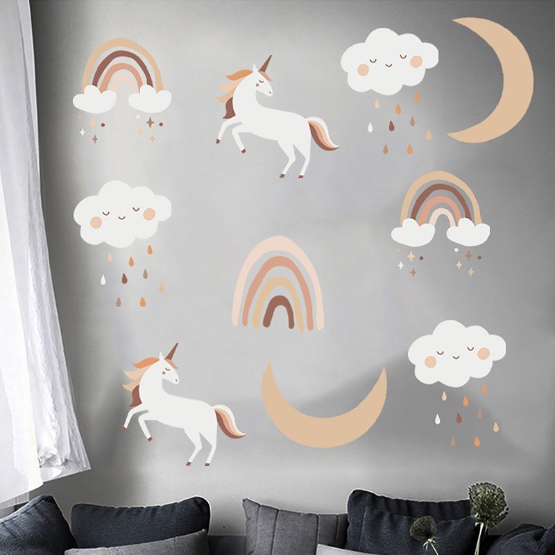 Sipo Sticker decorativ pentru copii autoadeziv Unicorni si Curcubeu 54x86 cm
