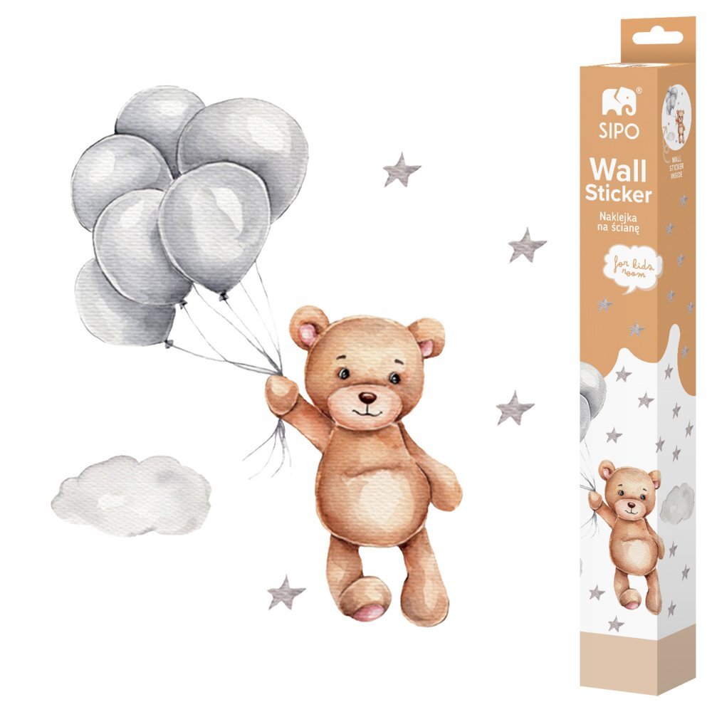 Sipo Sticker decorativ pentru copii autoadeziv Ursulet cu baloane 50x67 cm