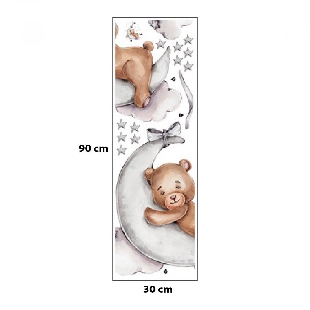 Sipo Sticker decorativ pentru copii autoadeziv Ursulet de plus pe luna 72x57 cm