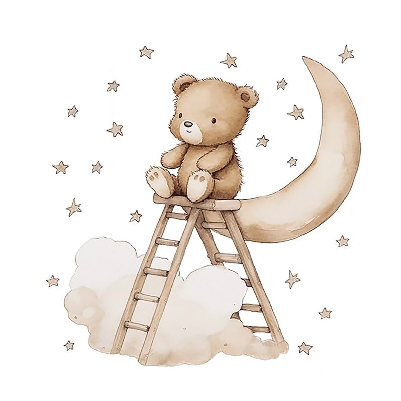 Sipo Sticker decorativ pentru copii autoadeziv Ursuletul Teddy pe scara 62x60 cm