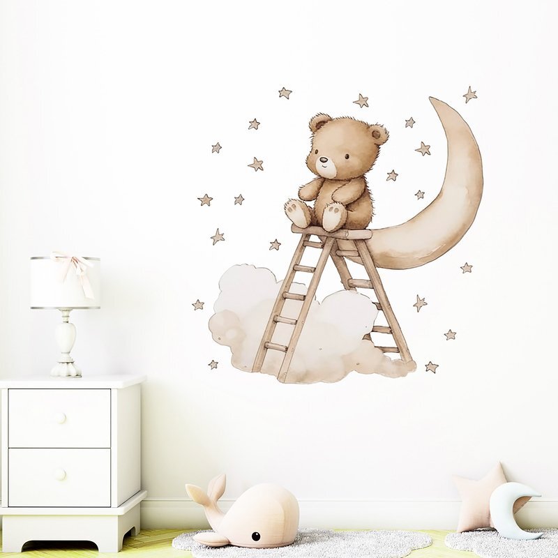 Sipo Sticker decorativ pentru copii autoadeziv Ursuletul Teddy pe scara 62x60 cm