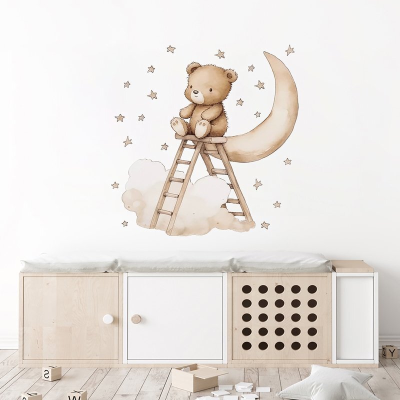 Sipo Sticker decorativ pentru copii autoadeziv Ursuletul Teddy pe scara 62x60 cm