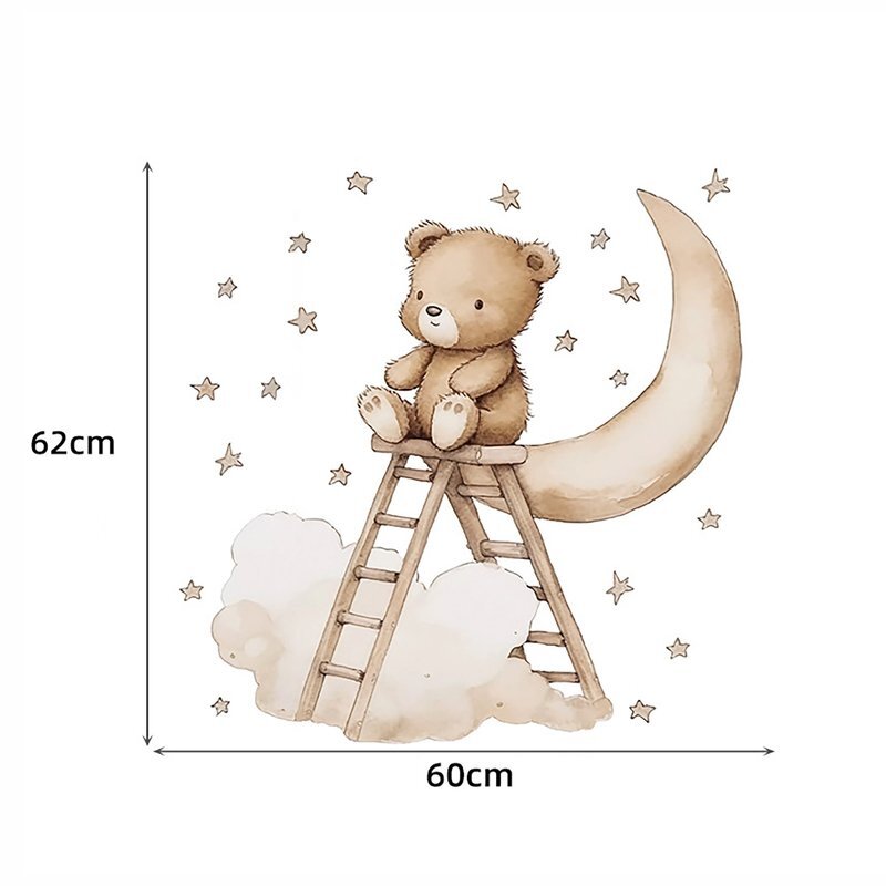 Sipo Sticker decorativ pentru copii autoadeziv Ursuletul Teddy pe scara 62x60 cm