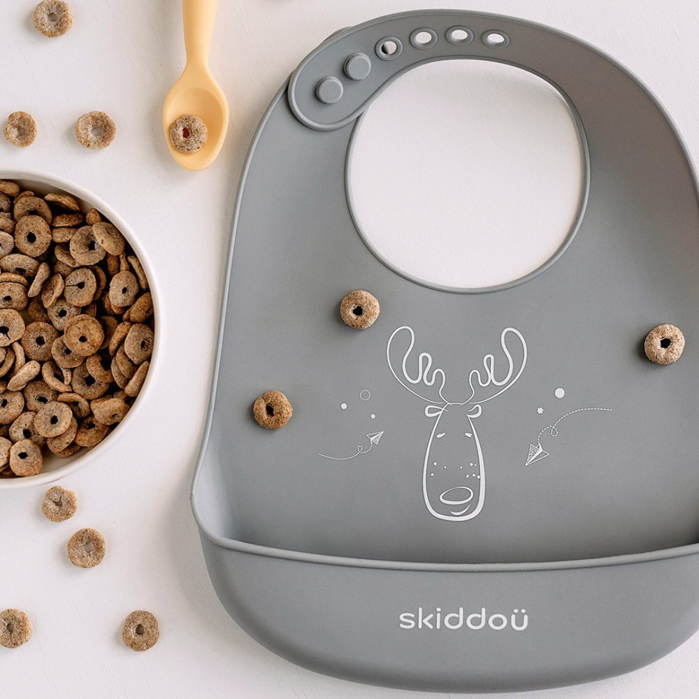 Skiddou Baveta din silicon Smekke Normandic dream Gri