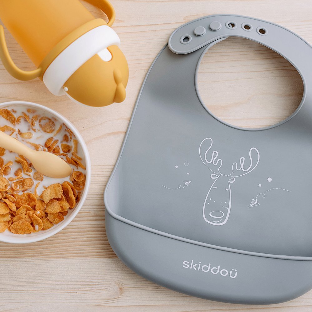 Skiddou Baveta din silicon Smekke Normandic dream Gri