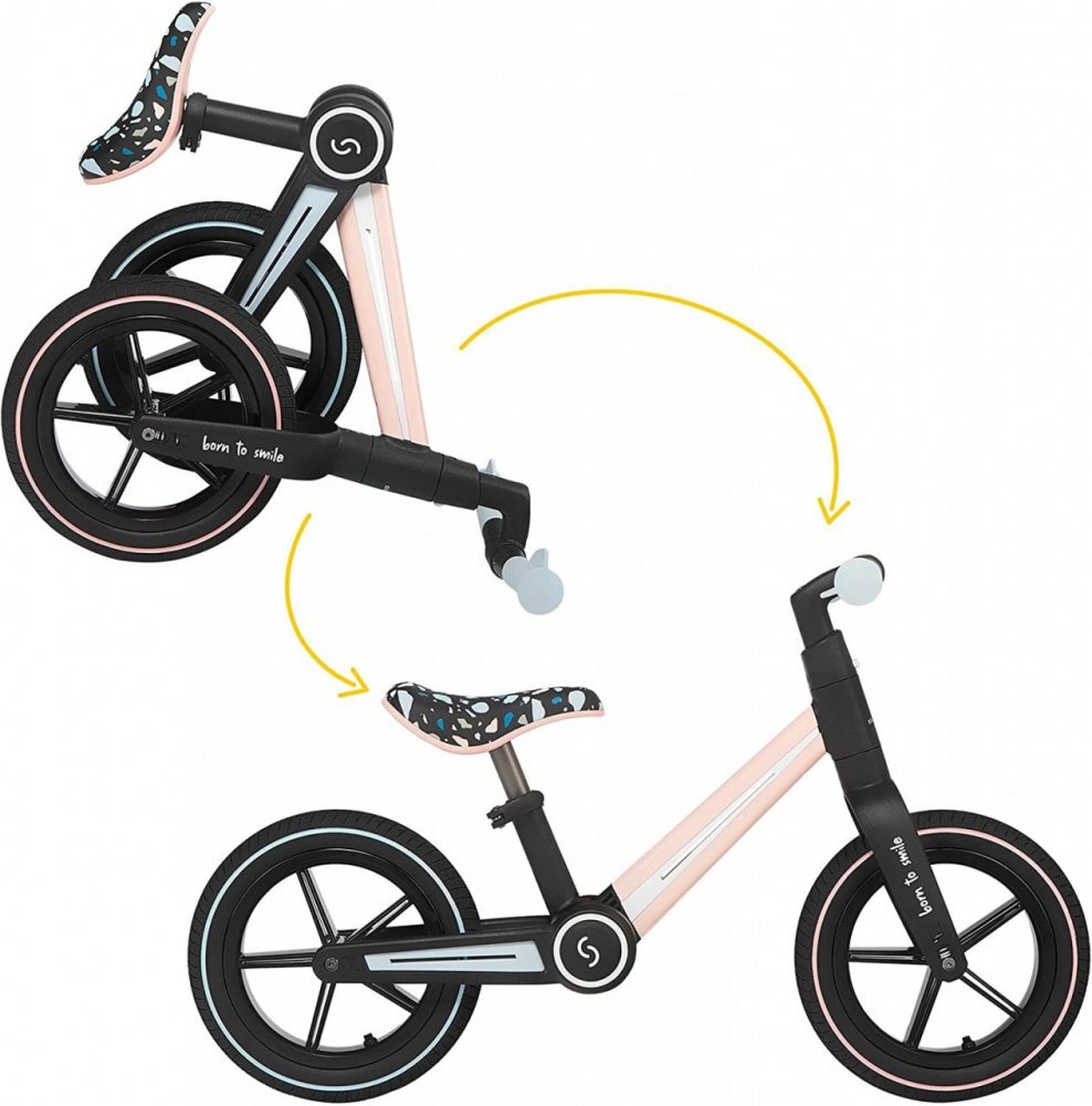 Skiddou Bicicleta copii fara pedale Ronny Keep Pink 12 inch pliabila scaun reglabil 35.5-40 cm roata din fata are sistem de suspensii roti spuma EVA+PU ghidon reglabil pe 2 nivele de la 2 ani
