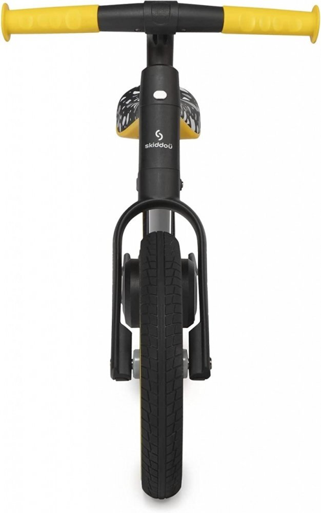 Skiddou Bicicleta copii fara pedale Ronny Yellow 12 inch pliabila scaun reglabil 35.5-40 cm roata din fata are sistem de suspensii roti spuma EVA+PU ghidon reglabil pe 2 nivele de la 2 ani