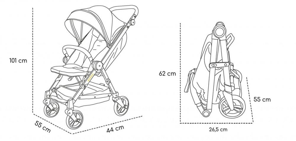 Skiddou Carucior sport pliabil Mell Normandic dream ultracompact pentru calatorii Gri deschis