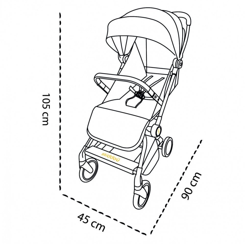 Skiddou Carucior sport pliabil ultracompact pentru calatorii Espoo+ Onyx Negru