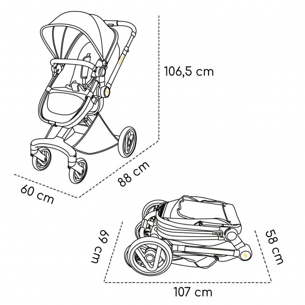 Skiddou Carucior transformabil 2 in 1 Nasjo Onyx Negru