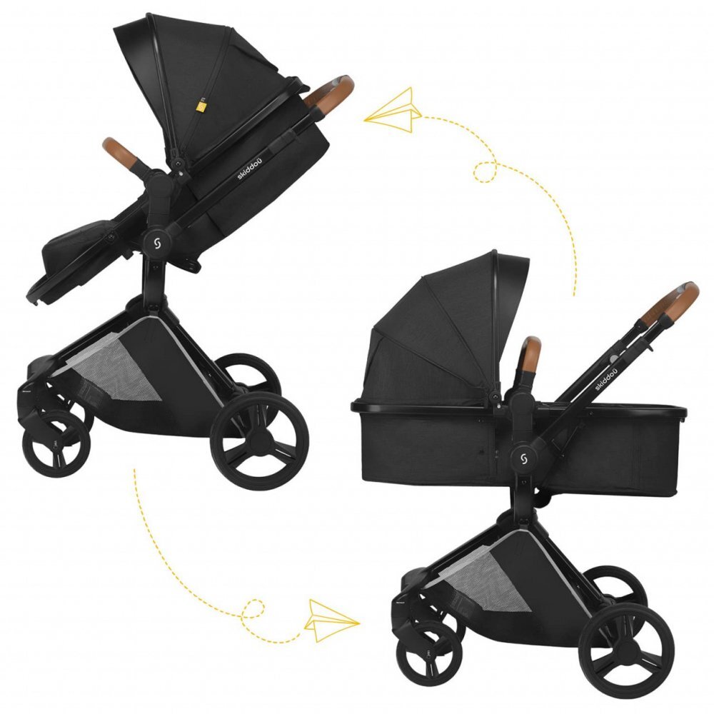 Skiddou Carucior transformabil 2 in 1 Nasjo Onyx Negru