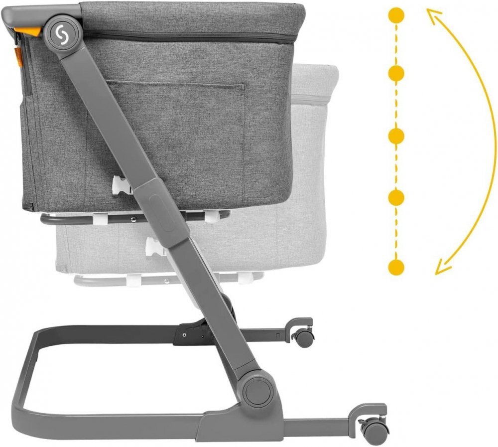 Skiddou Patut 3 in 1 co-sleeping Natt Evening Dream Gri inchis reglabil pe inaltime laterala culisanta husa detasabila