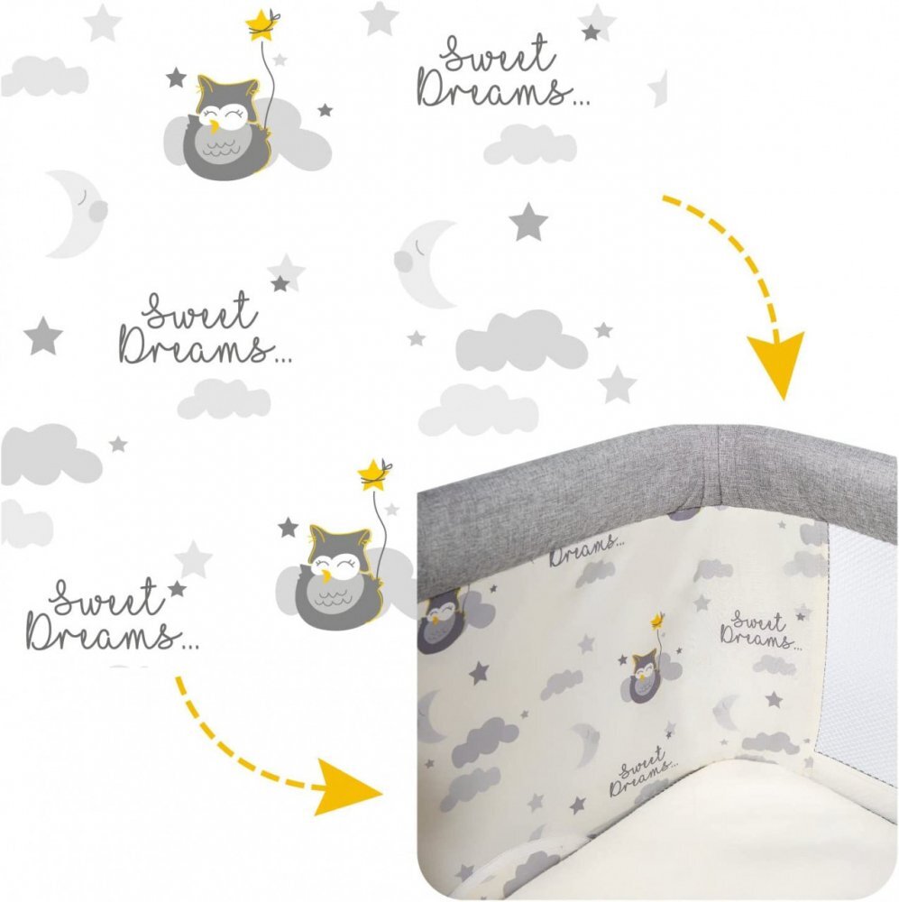 Skiddou Patut 3 in 1 co-sleeping Natt Normandic Dream Gri deschis reglabil pe inaltime laterala culisanta husa detasabila