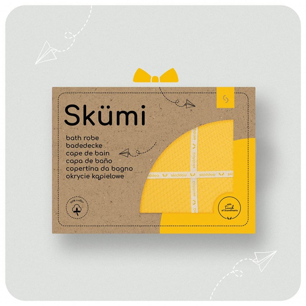Skiddou Prosop nou nascut Skumi cu gluga cu urechiuse 100x100cm alb