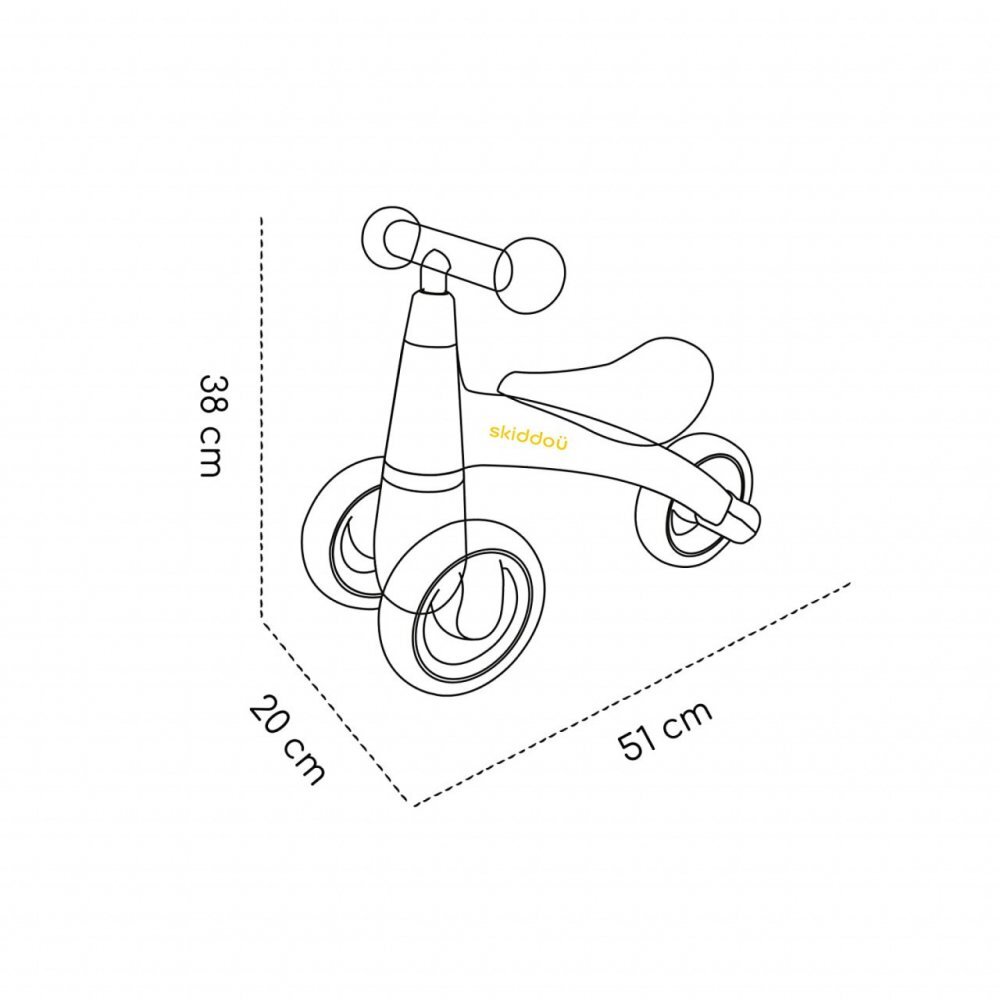 Skiddou Tricicleta pentru copii fara pedale Berit Ride-On Keep Pink actionata cu picioarele recomandata copiilor de la 1 an pana la 3 ani cu roti din spuma EVA