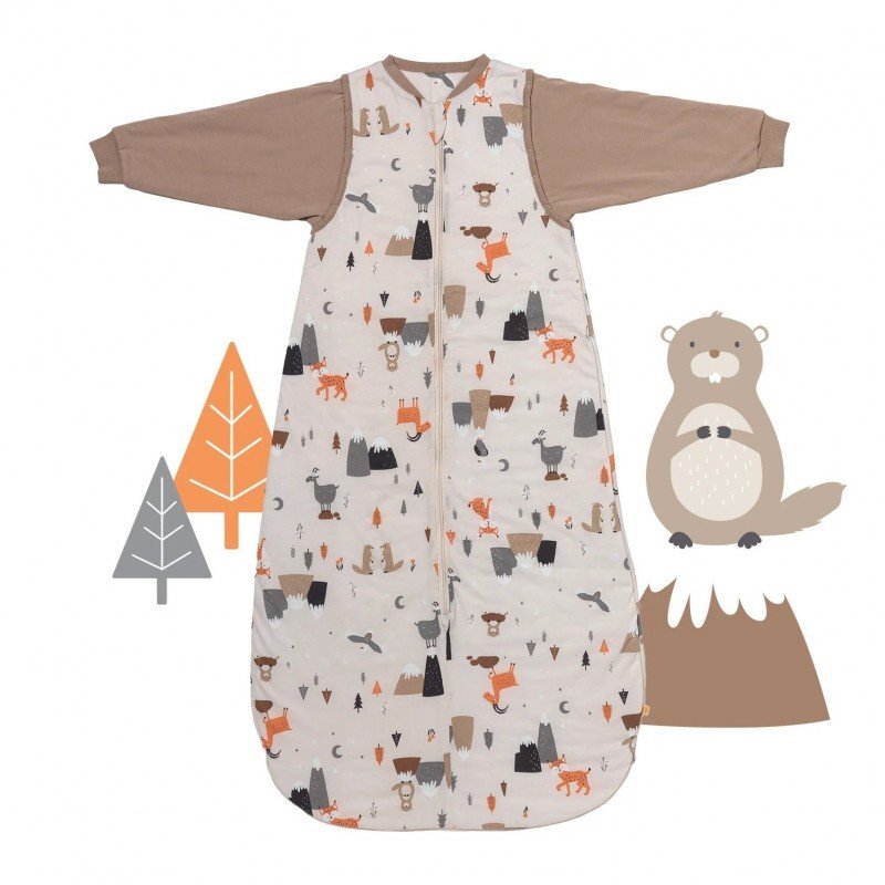 Slumbersac Sac de dormit cu maneca lunga detasabila Mountain Animals 80 cm 2.5 Tog