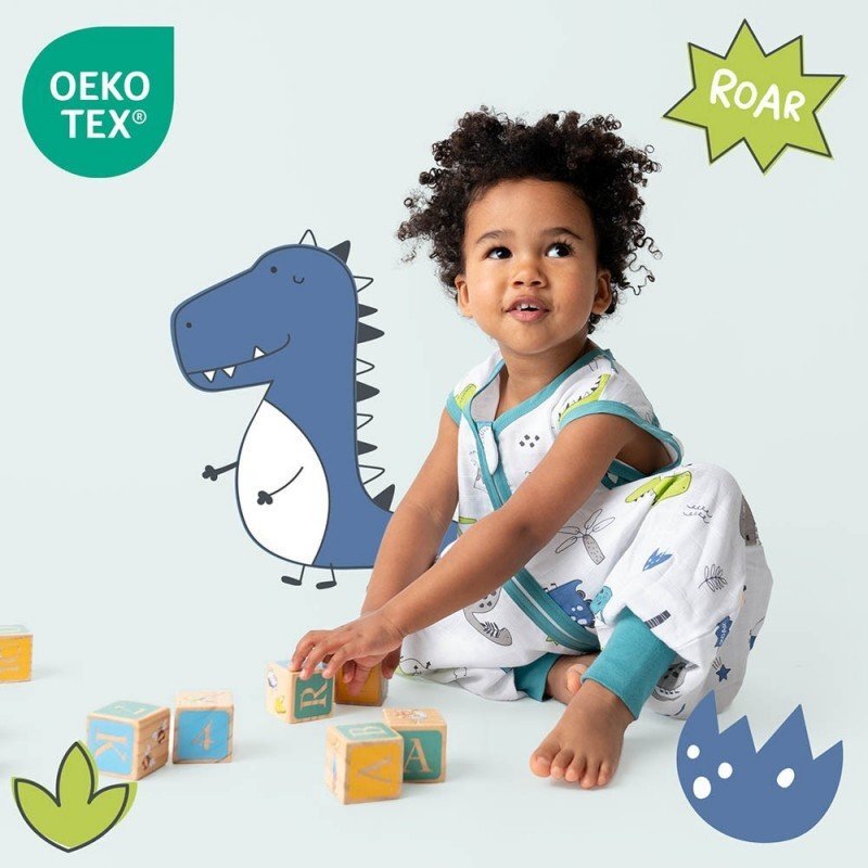 Slumbersac Sac de dormit cu picioruse Bamboo Dinosaur 90 cm 0.5 Tog