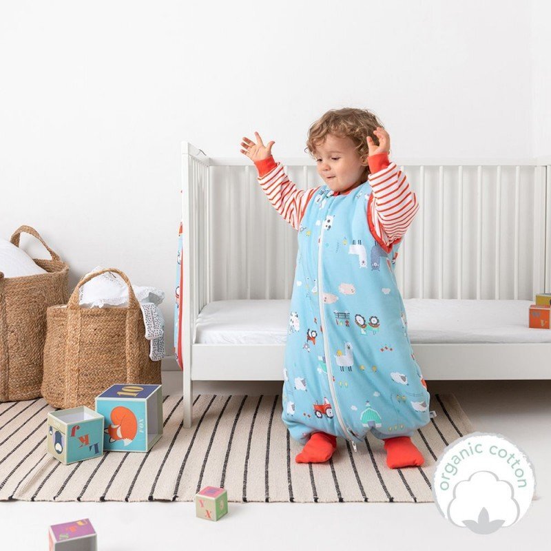 Slumbersac Sac de dormit cu picioruse si maneca lunga detasabila Farmyard 100 cm + manseta 2.5 Tog