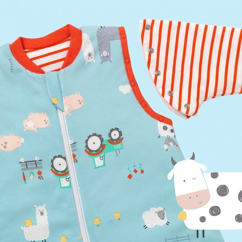 Slumbersac Sac de dormit cu picioruse si maneca lunga detasabila Farmyard 90 cm + manseta 3.5 Tog