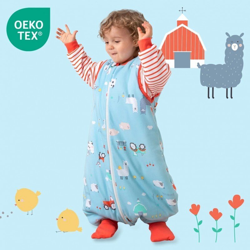 Slumbersac Sac de dormit cu picioruse si maneca lunga detasabila Farmyard 90 cm + manseta 3.5 Tog