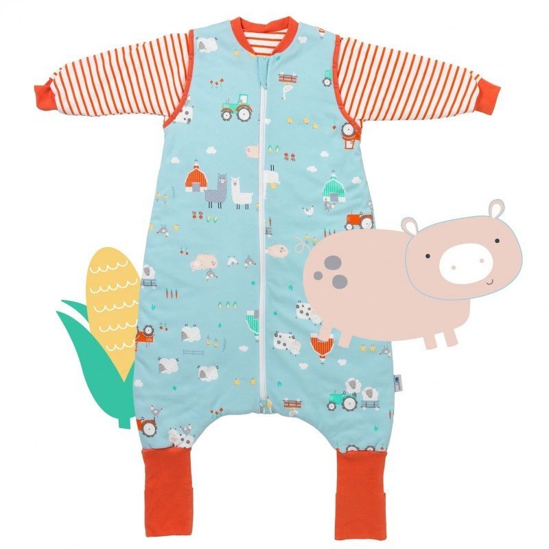 Slumbersac Sac de dormit cu picioruse si maneca lunga detasabila Farmyard 90 cm + manseta 3.5 Tog