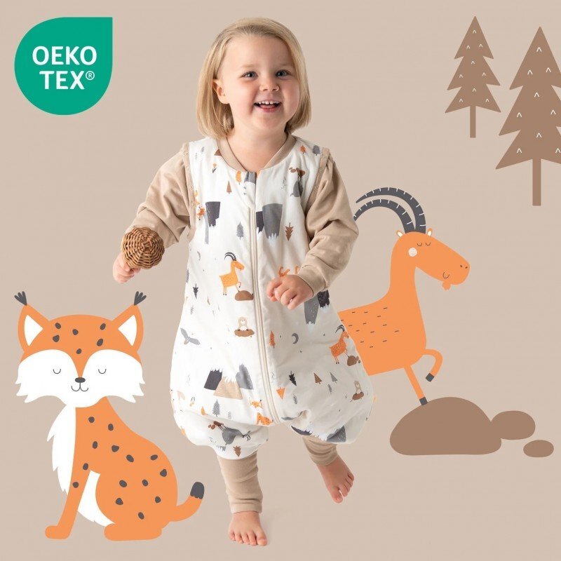 Slumbersac Sac de dormit cu picioruse si maneca lunga detasabila Mountain Animals 100 cm + manseta 1.0 Tog