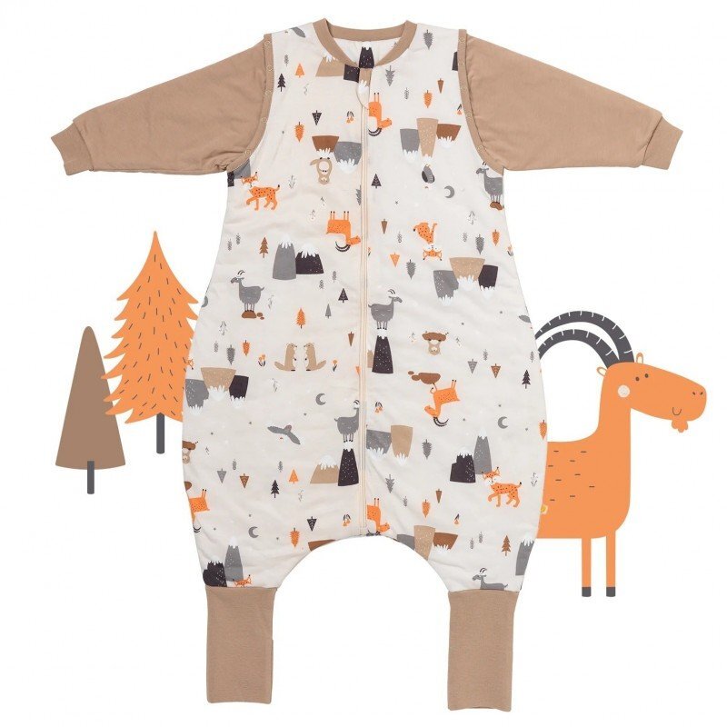 Slumbersac Sac de dormit cu picioruse si maneca lunga detasabila Mountain Animals 100 cm + manseta 1.0 Tog