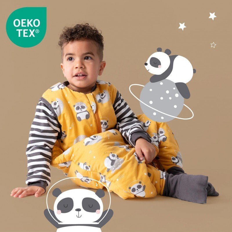 Slumbersac Sac de dormit cu picioruse si maneca lunga detasabila Panda 60 cm + manseta 2.5 Tog