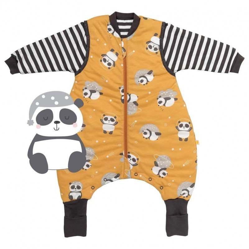 Slumbersac Sac de dormit cu picioruse si maneca lunga detasabila Panda 60 cm + manseta 2.5 Tog