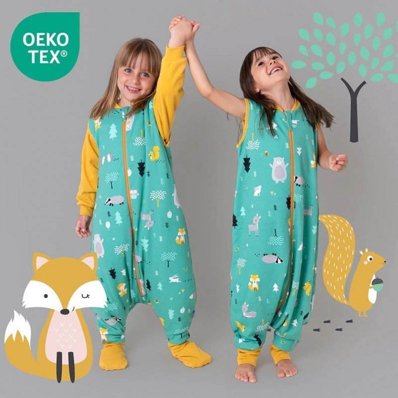 Slumbersac Sac de dormit cu picioruse si maneca lunga detasabila Woodland Animals 80 cm + manseta 3.5 Tog