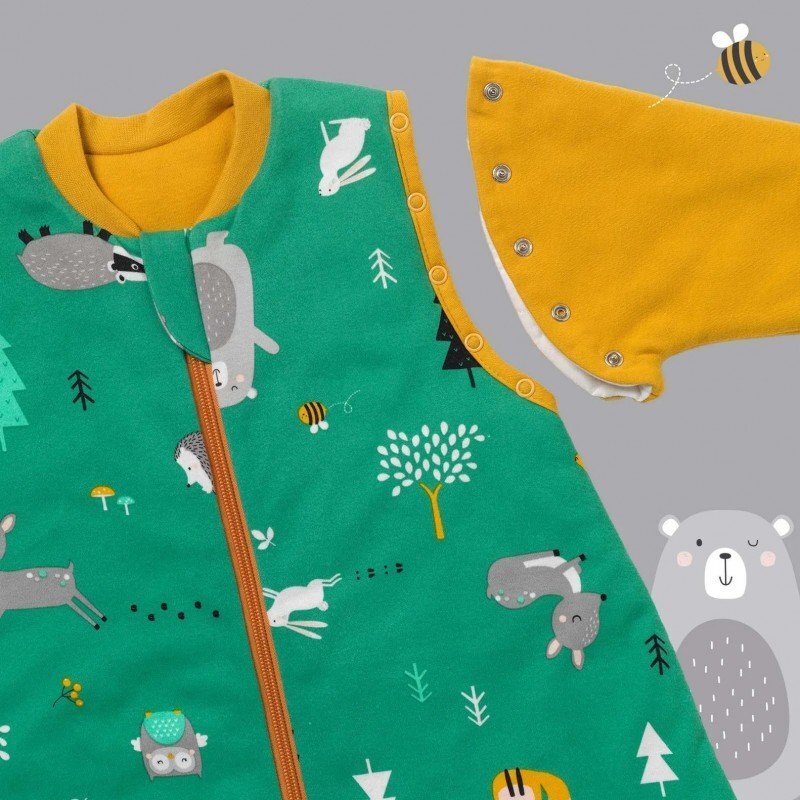 Slumbersac Sac de dormit cu picioruse si maneca lunga detasabila Woodland Animals 80 cm + manseta 3.5 Tog