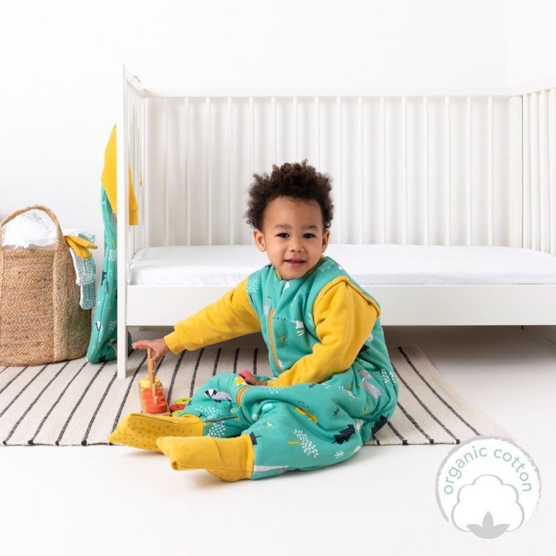 Slumbersac Sac de dormit cu picioruse si maneca lunga detasabila Woodland Animals 90 cm + manseta 2.5 Tog