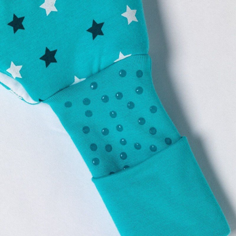 Slumbersac Sac de dormit cu picioruse si talpa antiderapanta Teal Stars 110 cm + manseta 1.0 Tog